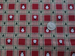 4349. Fabric Traditions SNOWMAN PLAID Craft COTTON FABRIC - 44-1/2" x 1 yd. - Picture 1 of 3