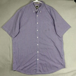 LL Bean Shirt Adult L Tall Plaid Wrinkle Resistant Short Sleeve Button Up Mens - Picture 1 of 5