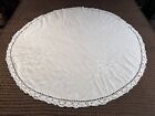 Antique Society Round Lace Embroidered Tablecloth Victorian 45? (Shabby Chic)