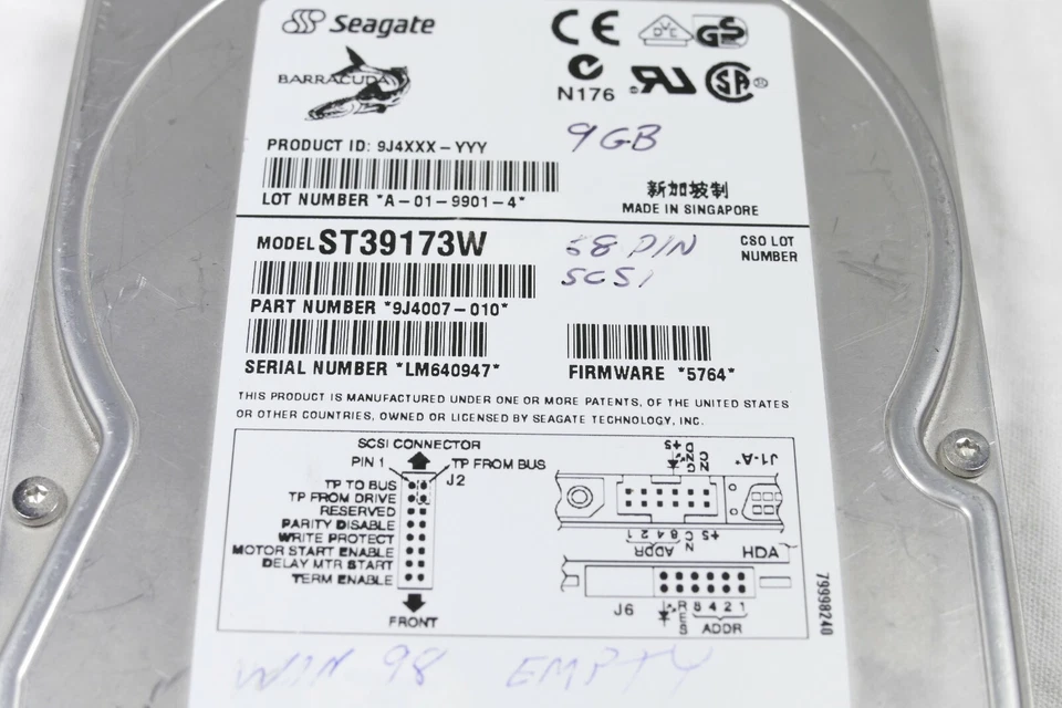 Seagate ST39173W 9GB SCSI 68 PIN Firmware 5764 - Image 1 of 4