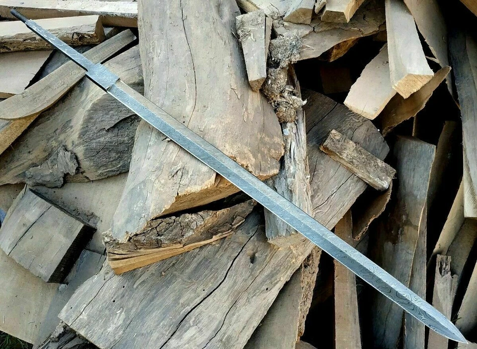 DAMASCUS STEEL VIKING SWORD FULL TANG BLANK BLADE FOR SWORD MAKING 32” INCH - Image 1 of 4