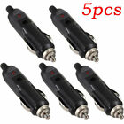 5Pcs 12V Male Car Cigarette Lighter Socket Plug Connector with Fuse & Red LED