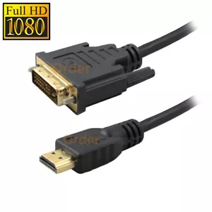 New HDMI to DVI-D 24+1 Pin Monitor Display Adapter Cable Male/Male HD HDTV 6 FT - Picture 1 of 4
