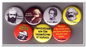 Karl Marx Buttons Pins 7 philosophy philosopher marxism communist manifesto - Picture 1 of 1