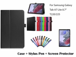 Folding Flip PU Leather Case Cover for Samsung Galaxy Tab A7 Lite 8.7" T220 T225 - Picture 1 of 9