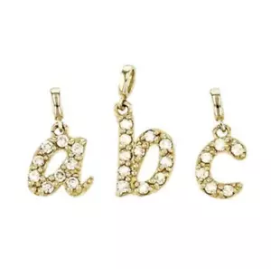 14K REAL Solid Gold Diamond Letter Pendant Initial Alphabetical Necklace Unisex - Picture 1 of 28