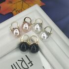 Charm Round Glass Pearl 23mm*14mm White/Pink/Black/Dark blue Stud Earrings