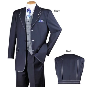 Men's 3 piece Luxurious Fashion Suits Single Breasted 3 Buttons Two Side Vents - Picture 1 of 11