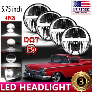 4PCS Round 5 3/4" 5.75" LED Headlight Halo DRL For Ford Gran Torino LTD Ranchero - Picture 1 of 11
