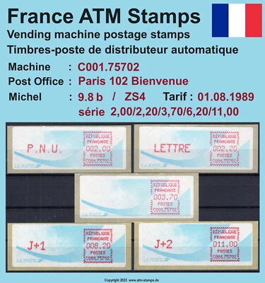 France ATM stamps Michel 9.8 b / C001.75702 serie ZS4 ** / LSA vending machine - Image 1 of 2