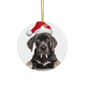Hanging Ceramic Christmas Tree Ornament - Great Dane Puppy Design - Picture 1 of 4