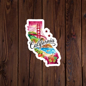 California sticker vinyl decal American flag state outline novelty laptop - Picture 1 of 3