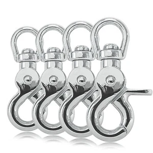 Scheren-Karabiner Haken mit Dreh-Gelenk für Hunde-Leine, 4er SET, Silber Chrom - Bild 1 von 2