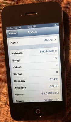 READ iPhone 4 Black (Verizon) A1349 8GB CDMA Fast Ship Very Good Used IOS 6.1.3 - Image 1 of 2