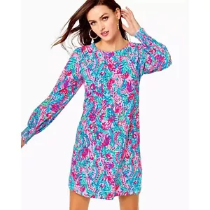 Mini Vestido Lilly Pulitzer Diann Manga Larga Estampado Algodón XS Nuevo 272590 - Imagen 1 de 9