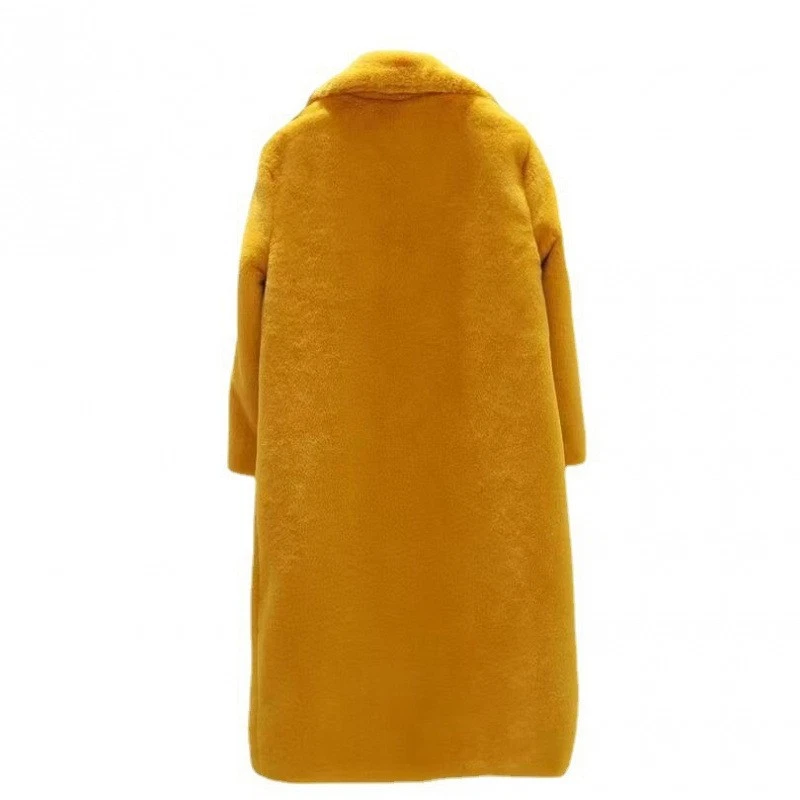 Invierno Mujer Imitación Piel Visón Abrigo Largo Medio Terciopelo Visón Traje Cuello Chaqueta Foto 1 de 4