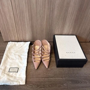 GUCCI Pumps Heel Leather Pink EU38/US8 Authentic from Japan - Picture 1 of 24