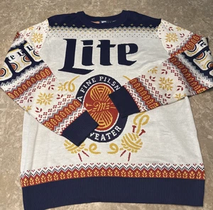 MILLER LITE BEER Men's " UGLY CHRISTMAS TACKY" Sweater NEW w/o TAGS Size Large L - Picture 1 of 6