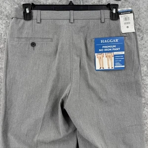 Pantalone Haggar uomo 34x29 grigio premium senza ferro vestibilità classica vita comoda nascosta - Foto 1 di 11