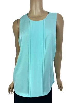 Ann Taylor Light Blue Top Blouse Size 10 Sleeveless 100% Polyester New - Image 1 of 4