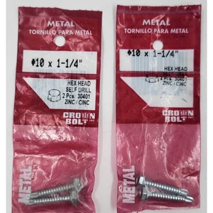 Crown Bolt #10 X 1 1/4" Self Drill Sheet Metal Screws 2 Pack Hex Head Lot of 2 - Picture 1 of 3