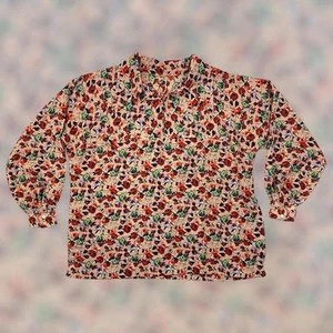 Blusa de Colección Años 60 70 Floral Pullover Cuello en V Camisa Top Mujer XL Suelta Multicolor - Imagen 1 de 4