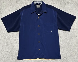 Rietveld Shirt Mens Large Blue Hawaiian Art Print Camp Button Up Beach Surf - Picture 1 of 11