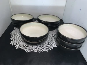 Sango Nova Black Soup Cereal Bowl 4932 Set of 6 Stoneware Plus 3 Fruit Bowls - Picture 1 of 8