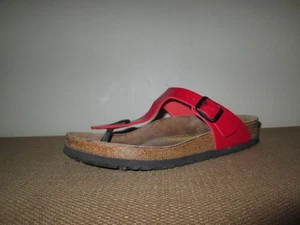 Sandales string femme BIRKENSTOCK Gizeh rouge verni T-Strap pointure 38 - Photo 1/9