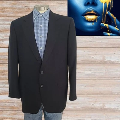 Vintage Cricketeer Sport Coat Blazer Suit Jacket Tweed Wool Black Striped Sz 42 - Image 1 of 4