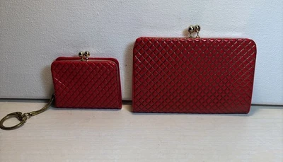 ВИНТАЖНЫЙ 1960-е МИНИ КОШЕЛЕК ДЛЯ МОНЕТ И БРЕЛОК КРАСНЫЙ Япония РЕДКАЯ НАХОДКА - Изображение 1 из 4