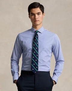 Polo Ralph Lauren Mens Custom Fit Striped Poplin Shirt  Blue Size Medium - Picture 1 of 4