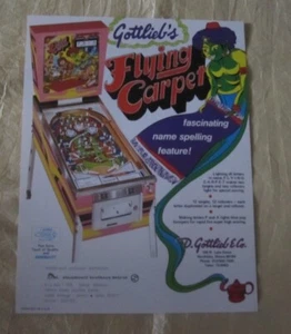 1972 GOTTLIEB FLYING CARPET PINBALL FLYER - Picture 1 of 1