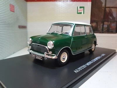 Mini Cooper S Green Austin Mk 1 1965 Vintage on Base Diecast 1:24 Scale Model - Image 1 of 4