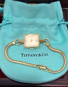 VINTAGE 14 KT YELLOW GOLD TIFFANY & CO HAMILTON LADIES WATCH - Picture 1 of 8