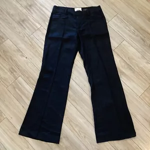 Elvenses Anthropologie Brighton Pants Women Size 4P Black Wide Leg Tencel Linen - Picture 1 of 14