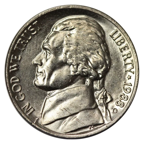1988-D Full Step FS Gem BU Jefferson Nickel - RARE 6 Steps (SP) Cover