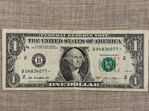 BILLETE PLAN Z 2013 $1 "B ✯" con PAR CONFIRMADO # 54 FRB SERIE FW # B 0483 4077 ✯ - Imagen 1 de 13