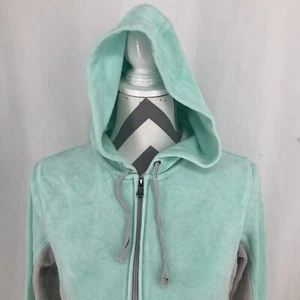 Tek Gear Warm Green Gray Velour Full Zip Jogging Lounge Hoodie Medium - Picture 1 of 4