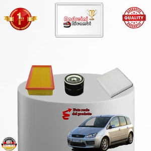 KIT TAGLIANDO 3 FILTRI FORD FOCUS C-MAX 1.6 BENZINA 74KW 100CV DAL 2005 -> 2007 - Foto 1 di 2