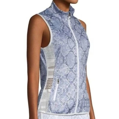 NWT ROBERTO CAVALLI SPORT Colete com Zíper e Estampa de Cobra em Denim Tamanho S $290 - Imagem 1 de 4