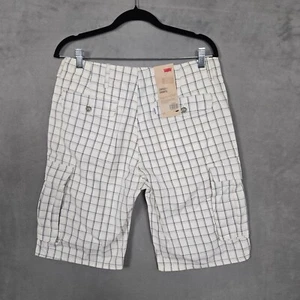 Levis Plaid Cargo shorts mens 31 Gray white black stripes NWT - Picture 1 of 11