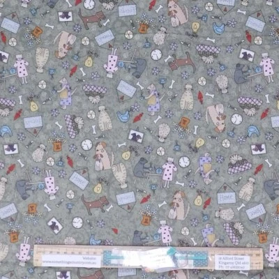 Patchwork Quilting Sewing Fabric Good Boy Kitty Green 50x55cm FQ - image 1 of 3