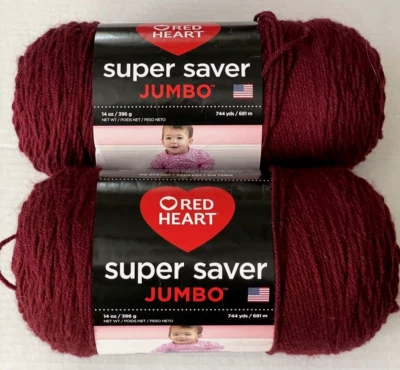 LOTE de 2 fios jumbo coração vermelho borgonha supereconômico 0378 claret penteado peso 14 oz - Imagem 1 de 4