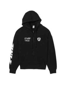 Victoria's Secret Pink Ivy Fleece Relaxed Full Zip Hoodie Color Black Racing NWT - Picture 1 of 6