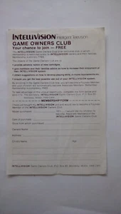 RARE PROMOTIONAL FLYER INSERT Game Owners Club Intellivision - Picture 1 of 1