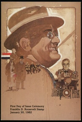 First Day Issue Ceremony Franklin D Roosevelt 20c Stamp 1982 Hyde Park USA #1950 - Image 1 of 2