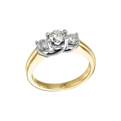 14k Yellow Gold 1.00 Ct Three Stone Trellis Diamond Ring - Image 1 of 2