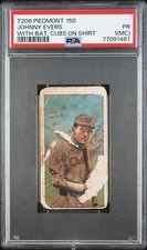 PSA 1 MC MISCUT PARTIAL NAME TOP T206 JOHNNY EVERS 1909 PIEDMONT GRADED PR TPHLC