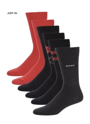 New Auth Hugo Boss Crew Socks Men Solid Finest Soft Cotton Pack Of 6 Black $88 - Image 1 of 4